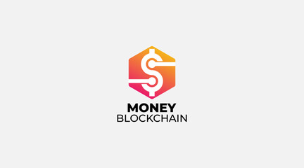 Money blockchain minimalist logo vector design icon