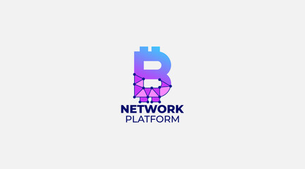 Letter B network platform vector icon logo design