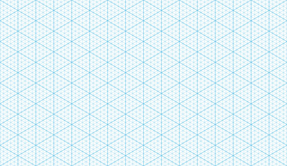 Isometric grid seamless pattern. Outline isometric graph template background. Hexagon and triangles line seamless texture. Vector illustration on white background. - obrazy, fototapety, plakaty