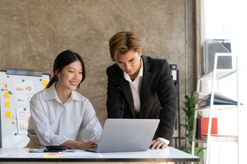 Business people discuss with new startup project Idea presentation, analyze planning at office.