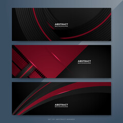 Set of abstract black and red design banner background