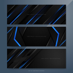 Abstract blue and black gradient banner