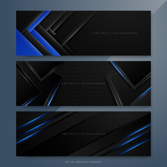 Abstract blue and black gradient banner