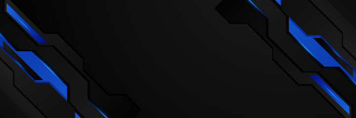 Abstract blue and black gradient banner