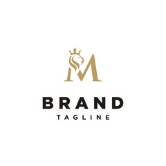 Fototapeta premium M Letter initial Lion King Elegant logo icon vector Template