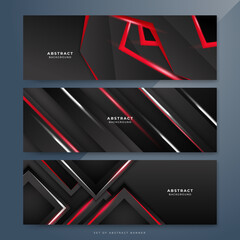 Abstract red and black banner. Background design for brochure, website, flyer. Geometric red black gradient shapes wallpaper for poster, certificate, presentation, landing page