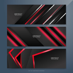 Abstract red and black banner. Background design for brochure, website, flyer. Geometric red black gradient shapes wallpaper for poster, certificate, presentation, landing page