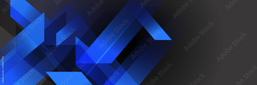 Canvas Prints dark blue and black abstract banner background. blue geometry shine and layer element vector for pre