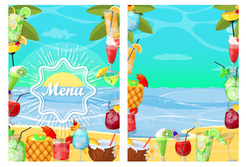 Summer drink beach bar menu vector design