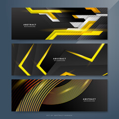 Abstract black and yellow banner background. Vector abstract graphic design banner pattern presentation background web template.