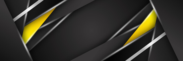 Abstract black and yellow banner background. Vector abstract graphic design banner pattern presentation background web template.