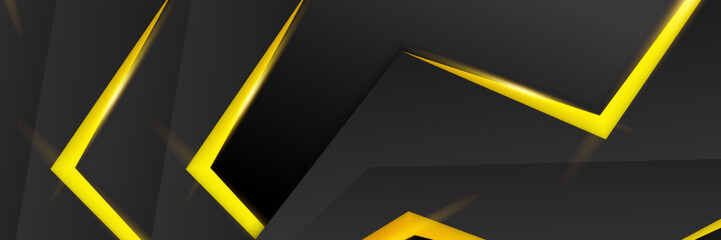 Abstract black and yellow banner background. Vector abstract graphic design banner pattern presentation background web template.