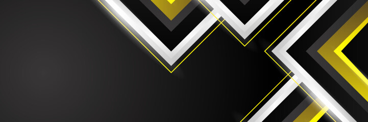 Abstract black and yellow banner background. Vector abstract graphic design banner pattern presentation background web template.