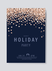 Invitation Happy Holidays party card , season's greetings and new year flyer vector template with Christmas element decoration