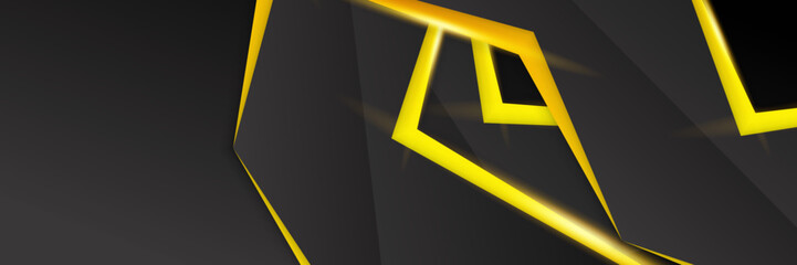 Abstract black and yellow banner background. Vector abstract graphic design banner pattern presentation background web template.