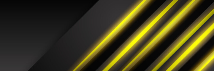 Abstract black and yellow banner background. Vector abstract graphic design banner pattern presentation background web template.