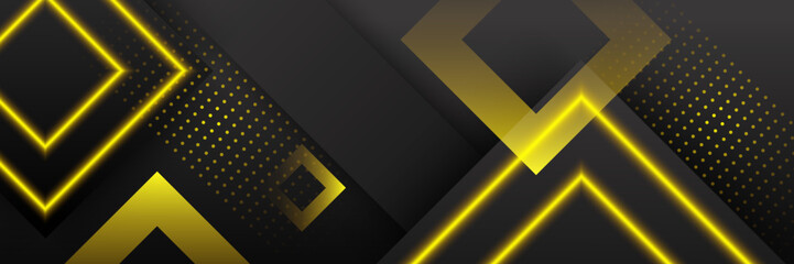Abstract black and yellow banner background. Vector abstract graphic design banner pattern presentation background web template.