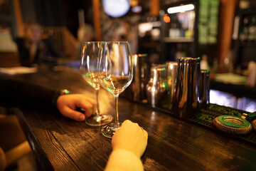 Couple in love with glasses of champagne