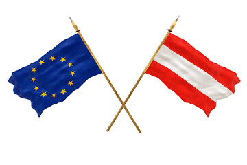 Background for designers. National Day. 3D model National flags European Union and Austria