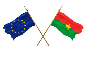 Background for designers. National Day. 3D model National flags European Union and Burkina Faso