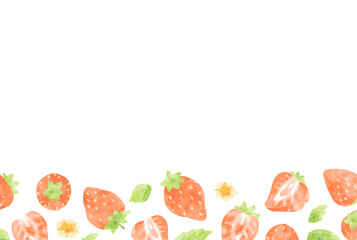 かわいい手描きのイチゴの背景イラスト