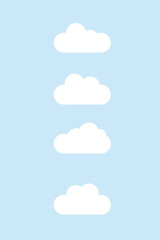 Cloud white set isolated on blue background. Vector illustration.	
