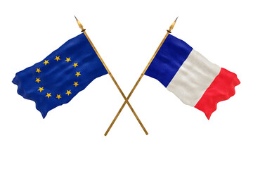 Background for designers. National Day. 3D model National flags European Union and France
