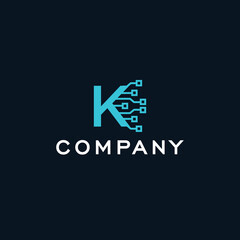 K Letter technology network computer Vector logo icon vector Template
