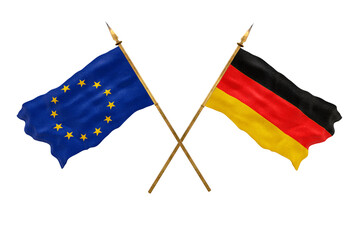 Background for designers. National Day. 3D model National flags European Union and Germany