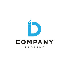 D Letter technology network computer Vector logo icon vector Template