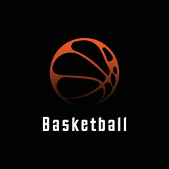 Basketball championship logo. Ball on black object