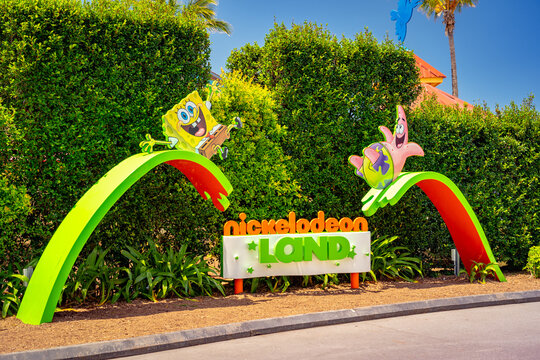 Gold Coast, Queensland, Australia - Nov 19, 2022: Nickelodeon land entrance at Seaworld theme park