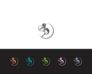 Centaur Archer, mythology creature, Sagitarius Zodiac Sign vector logo icon, fastarch logo from fast archer woman centaur vector for logo, sign, emblem or symbol graphic design vector illustration. - obrazy, fototapety, plakaty