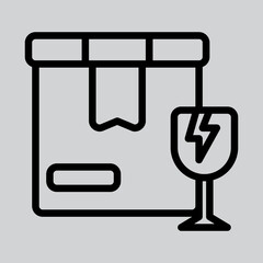 Fragile package icon in line style about logistics, use for website mobile app presentation