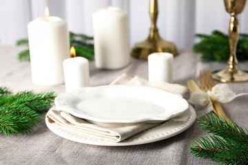 Concept of New Year's table setting, close up