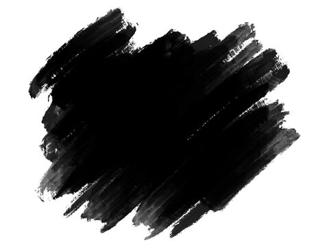 Black oil grungy brush strokes painting, isolated object, smudge or stain design element