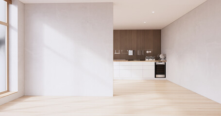 Mock up Kitchen room japanese style,white wall mock up.