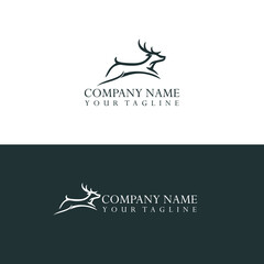 Outline jumping deer line art logo vector icon template illustration