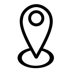 Pin line vector icon in black on a white background. It's perfect for locations, signs and navigational concepts.