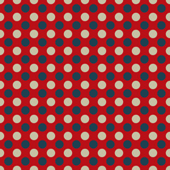 Polka dot vector seamless patterns or textures set, blue and light polka dot on red background, Digital paper seamless for background desktop, phone wallpaper, printable to fabric, wrapping
