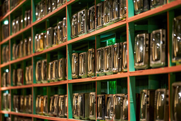 Old retro CRT TVs all over the wall