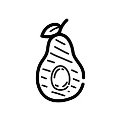 Avocado doodle icon. Hand drawn symbol. Vector illustration.