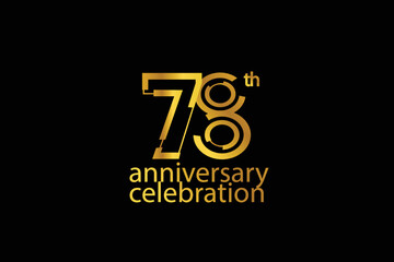 78 year anniversary celebration abstract style logotype. anniversary with gold color isolated on black background, vector design for celebration vector