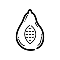 Pappaya doodle icon. Hand drawn symbol. Vector illustration.