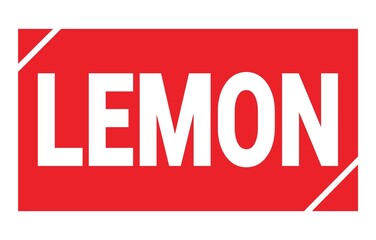 LEMON text written on red stamp sign.