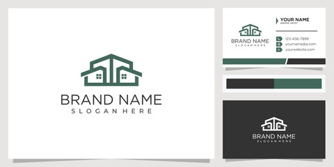 Line real estate modern logo design concept