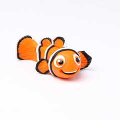  Handmade Figure fish Nemo From cartoon Modeling Plasticine on white 