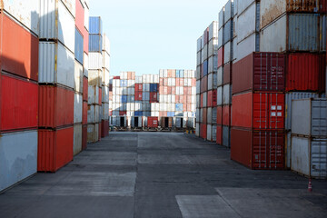Fototapeta premium Cargo stacks in the depot