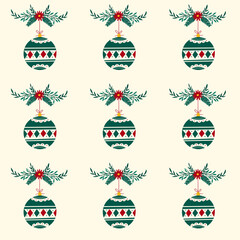 Elegant Green Christmas Ball Pattern