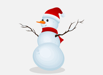 Snowman isolated on white background. Vector illustration